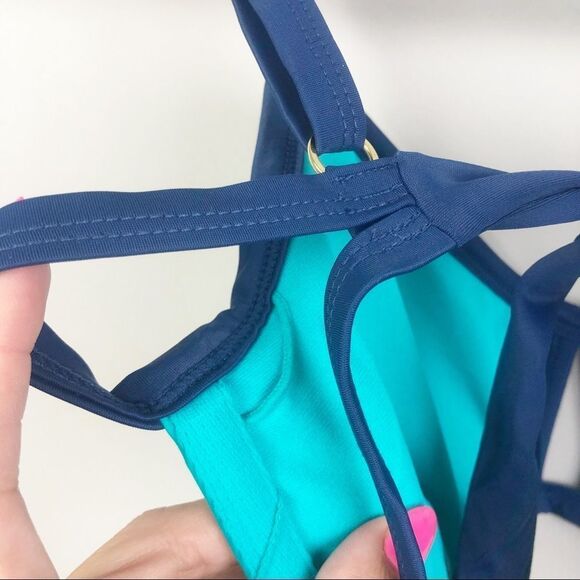 XHILARATION | NEW Teal & Navy Bathing Suit Bikini Swim Top Women’s Size D/DD - Picture 8 of 8